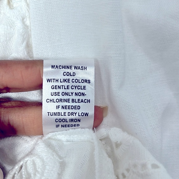 Calypso St. Barth White Eyelet Puff Sleeve Crop Cotton Blouse Tie Top Medium - Picture 7 of 10